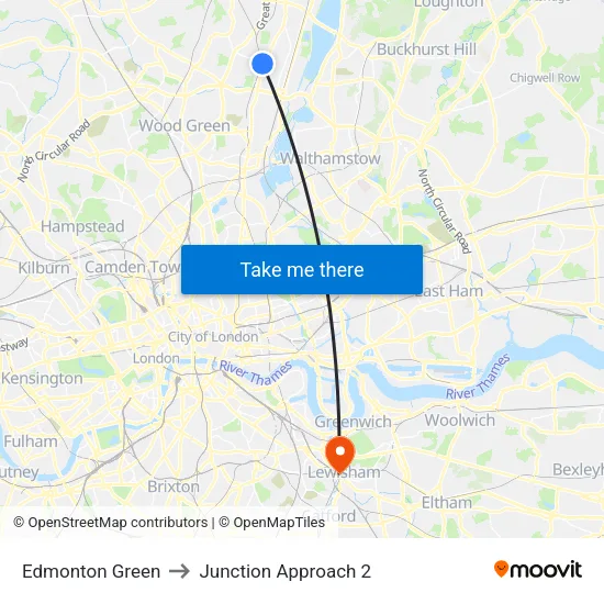 Edmonton Green to Junction Approach 2 map