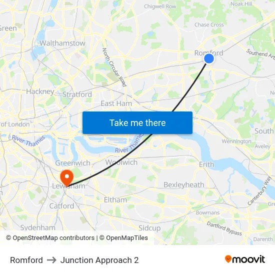 Romford to Junction Approach 2 map