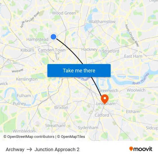 Archway to Junction Approach 2 map