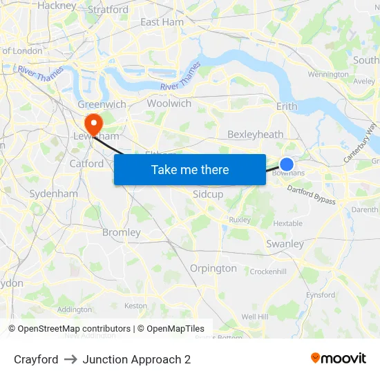 Crayford to Junction Approach 2 map