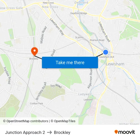 Junction Approach 2 to Brockley map