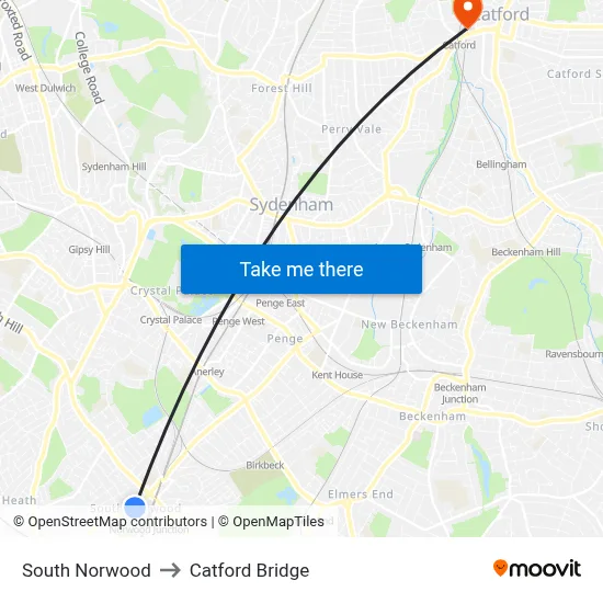 South Norwood to Catford Bridge map