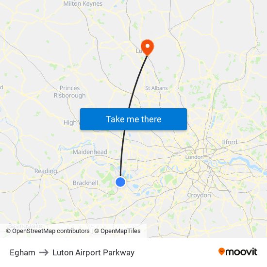 Egham to Luton Airport Parkway map