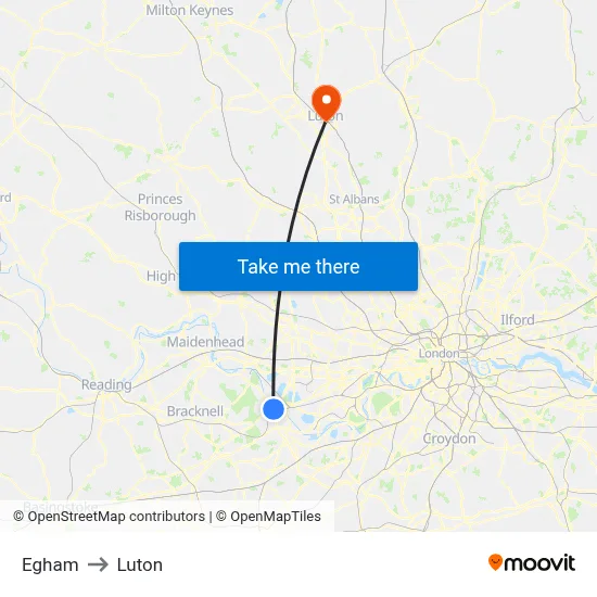 Egham to Luton map