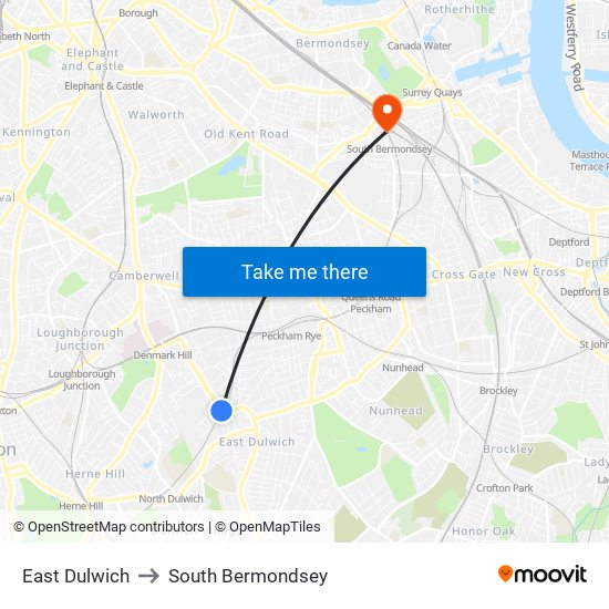 East Dulwich Train Line Map East Dulwich, London To South Bermondsey, South Bermondsey With Public  Transportation