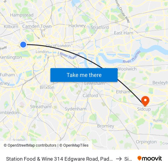 Station Food & Wine 314 Edgware Road, Paddington, London, W2   1dy to Sidcup map