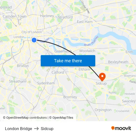 London Bridge to Sidcup map