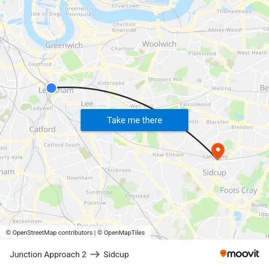 Junction Approach 2 to Sidcup map