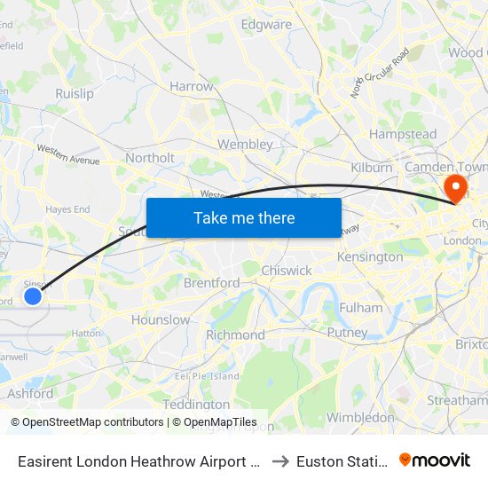 Easirent London Heathrow Airport Lhr to Euston Station map