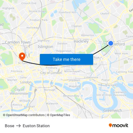 Bose to Euston Station map