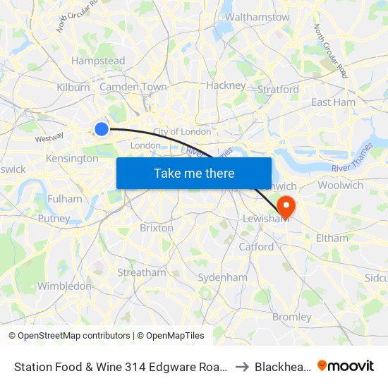 Station Food & Wine 314 Edgware Road, Paddington, London, W2   1dy to Blackheath Village map