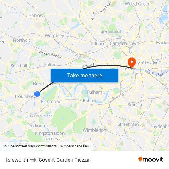 Isleworth to Covent Garden Piazza map