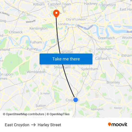 East Croydon to Harley Street map