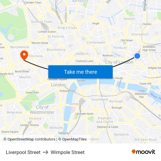 Wimpole Street London Map Liverpool Street, City Of London To Wimpole Street, Marylebone With Public  Transportation