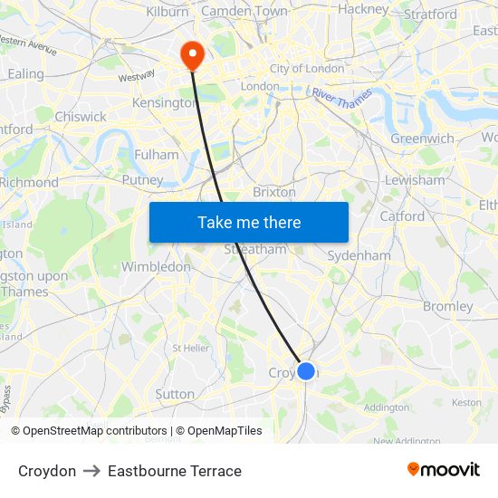 Croydon to Eastbourne Terrace map