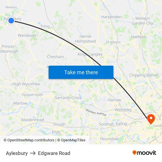 Aylesbury to Edgware Road map