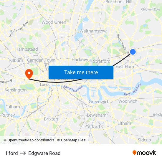 Ilford to Edgware Road map