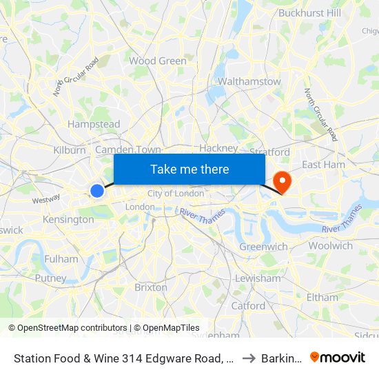 Station Food & Wine 314 Edgware Road, Paddington, London, W2   1dy to Barking Road map