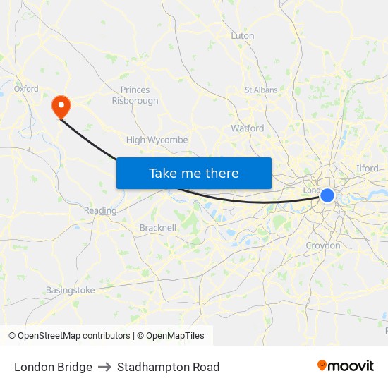 London Bridge to Stadhampton Road map
