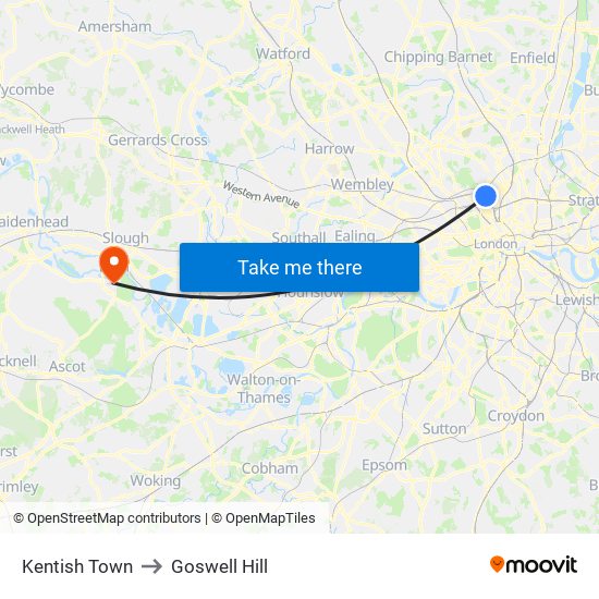 Kentish Town to Goswell Hill map