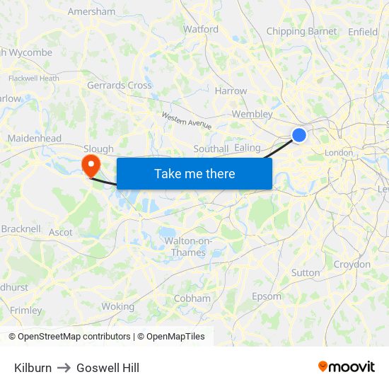 Kilburn to Goswell Hill map