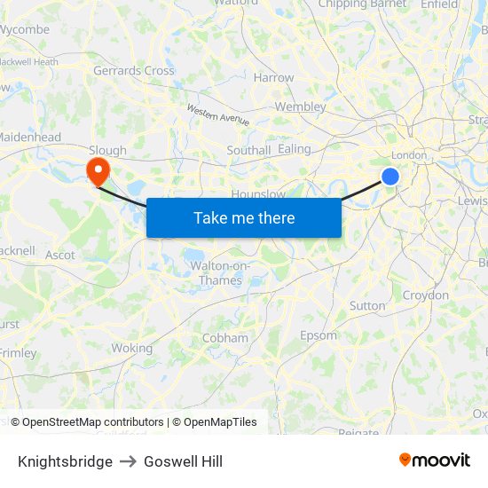 Knightsbridge to Goswell Hill map