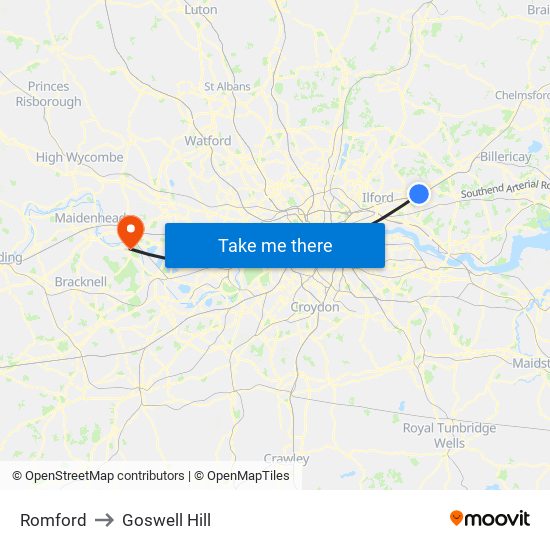 Romford to Goswell Hill map