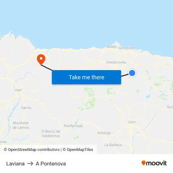Laviana to A Pontenova map