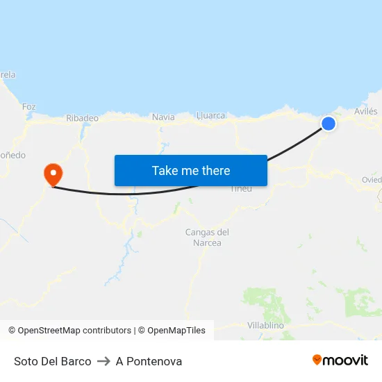 Soto Del Barco to A Pontenova map