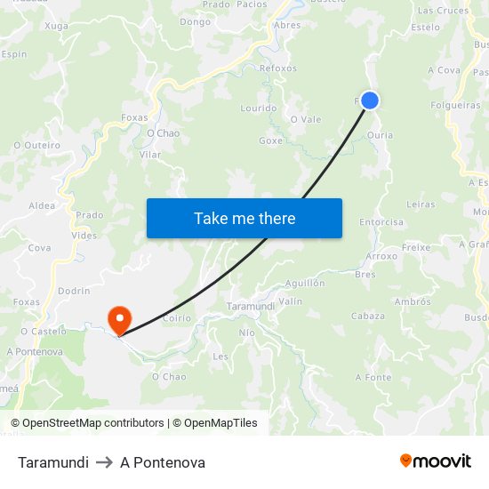 Taramundi to A Pontenova map