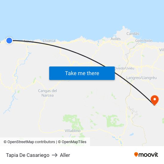 Tapia De Casariego to Aller map