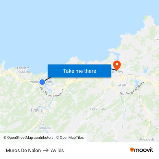 Muros De Nalón to Avilés map