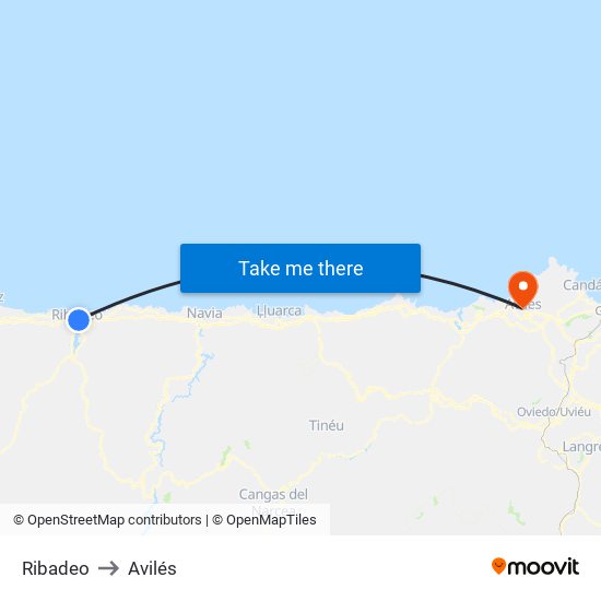 Ribadeo to Avilés map