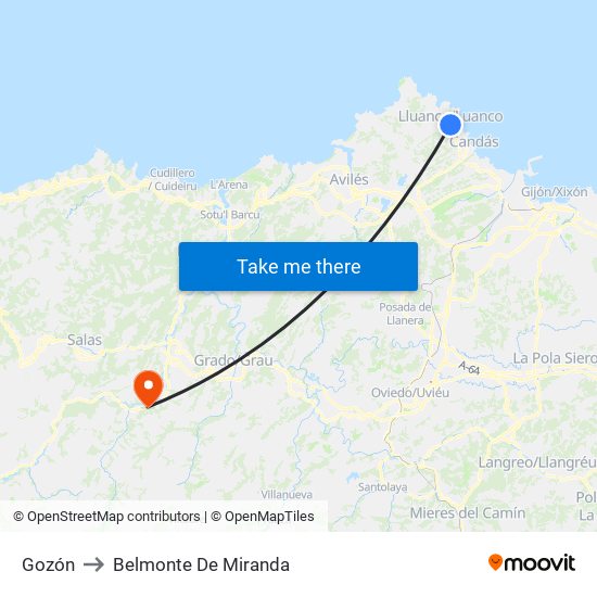 Gozón to Belmonte De Miranda map