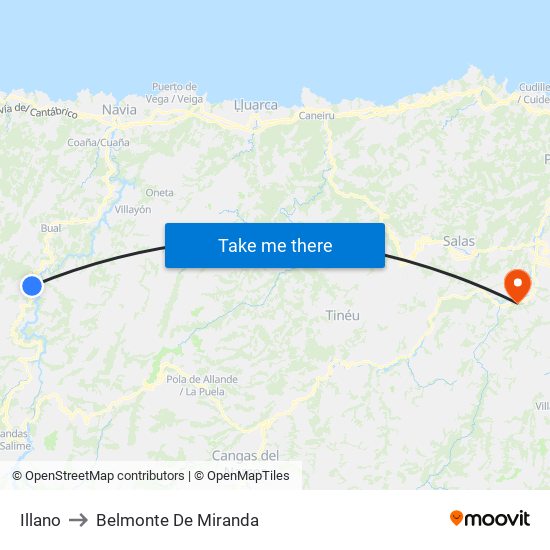 Illano to Belmonte De Miranda map