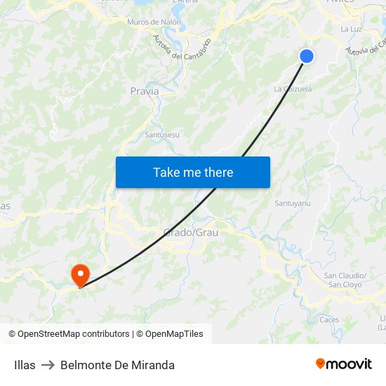 Illas to Belmonte De Miranda map