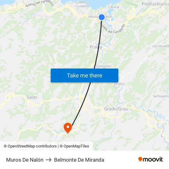 Muros De Nalón to Belmonte De Miranda map