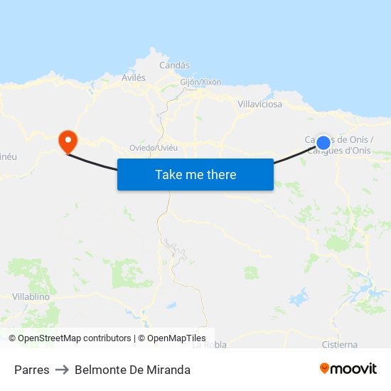 Parres to Belmonte De Miranda map