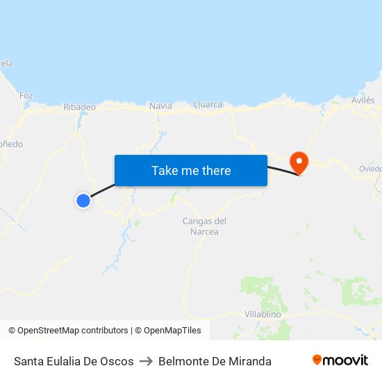 Santa Eulalia De Oscos to Belmonte De Miranda map
