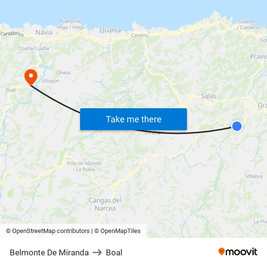 Belmonte De Miranda to Boal map