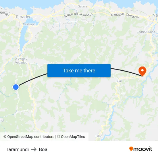 Taramundi to Boal map