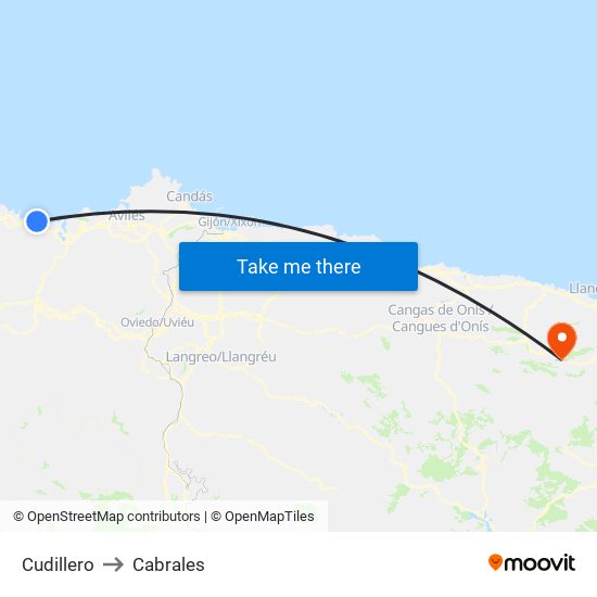 Cudillero to Cabrales map