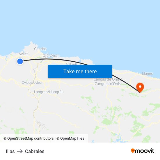Illas to Cabrales map