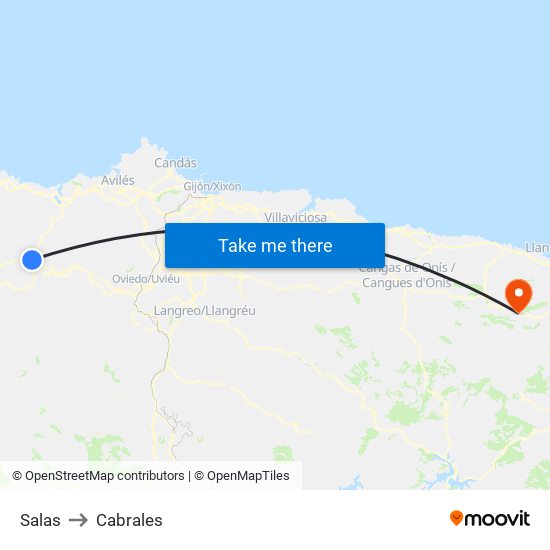 Salas to Cabrales map