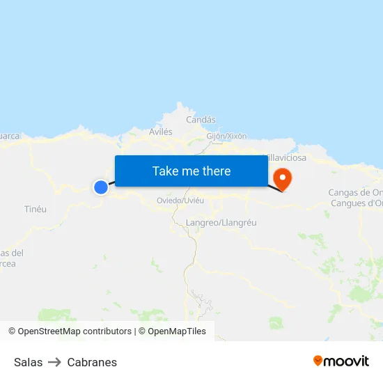Salas to Cabranes map