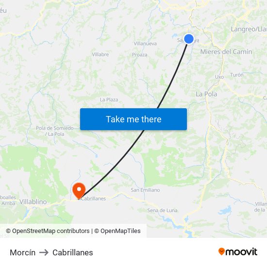 Morcín to Cabrillanes map