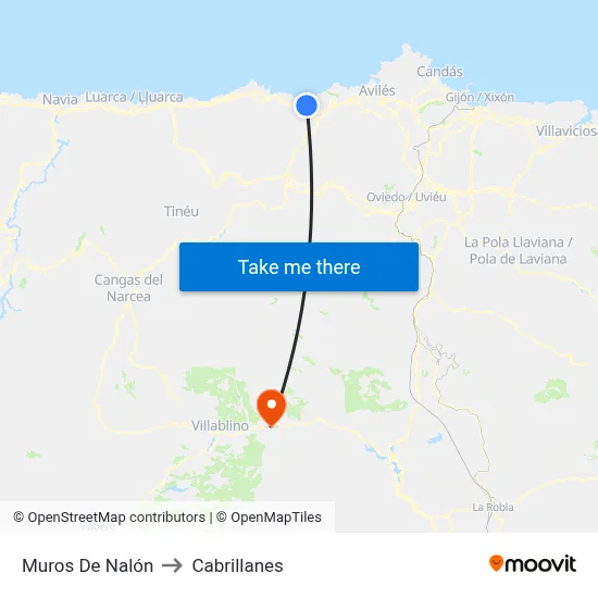 Muros De Nalón to Cabrillanes map
