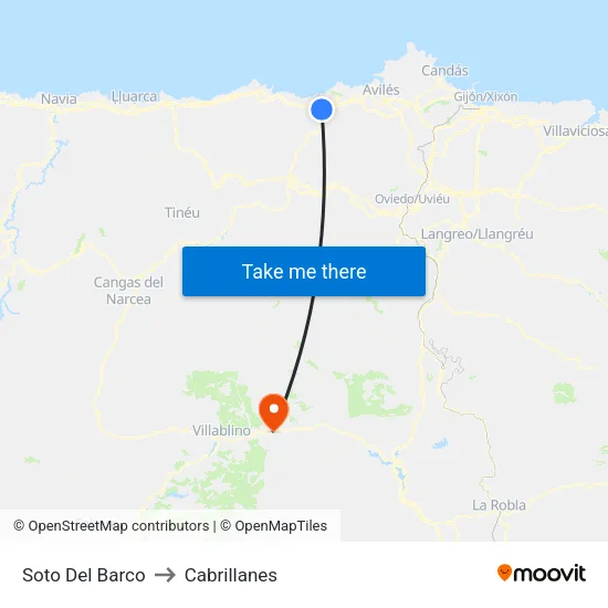 Soto Del Barco to Cabrillanes map