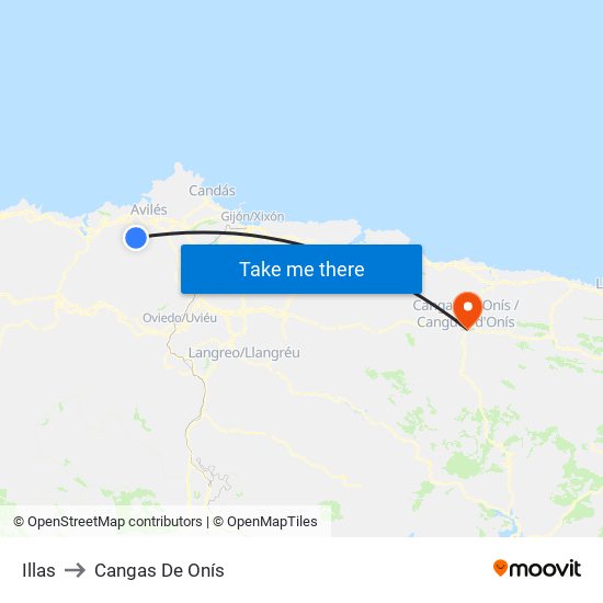 Illas to Cangas De Onís map
