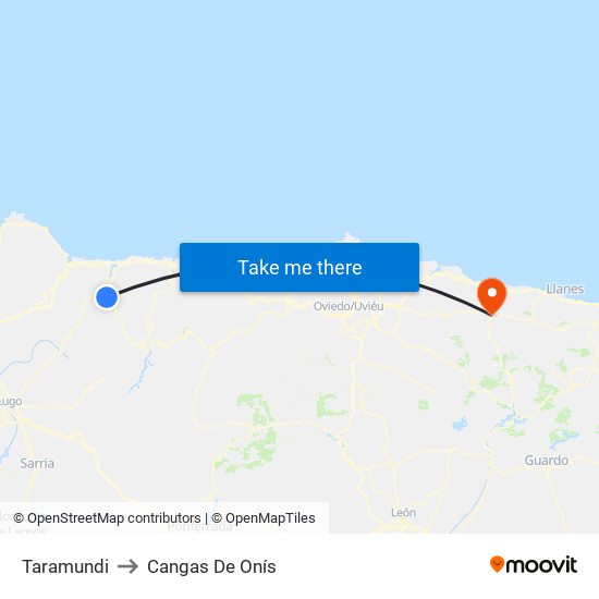Taramundi to Cangas De Onís map